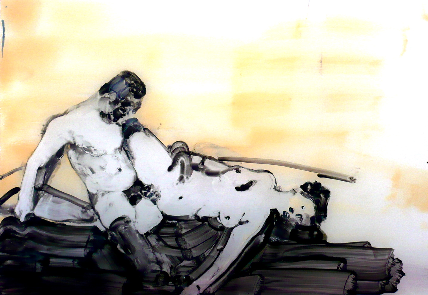 Ilona Szalay, Man, 2013, olio su vetro, cm 35x50