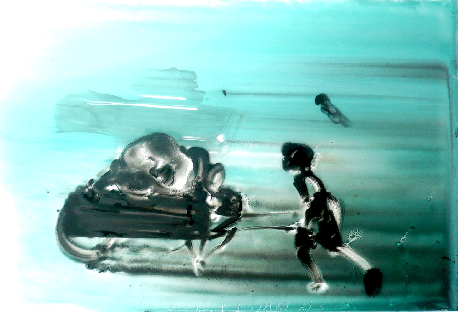 Ilona Szalay, Octopus, 2013, olio su vetro, cm 40x60